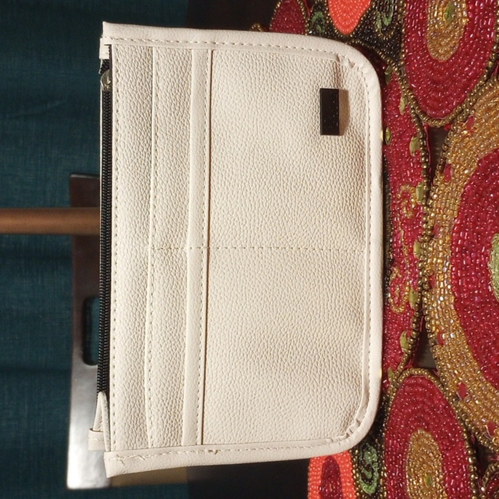 Purse Organizer Insert Faux Leather -Cream